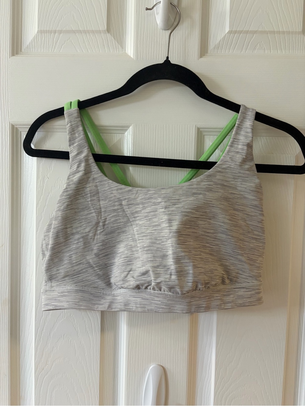 Lululemon Heather Gray Sports Bra with Neon Green Straps